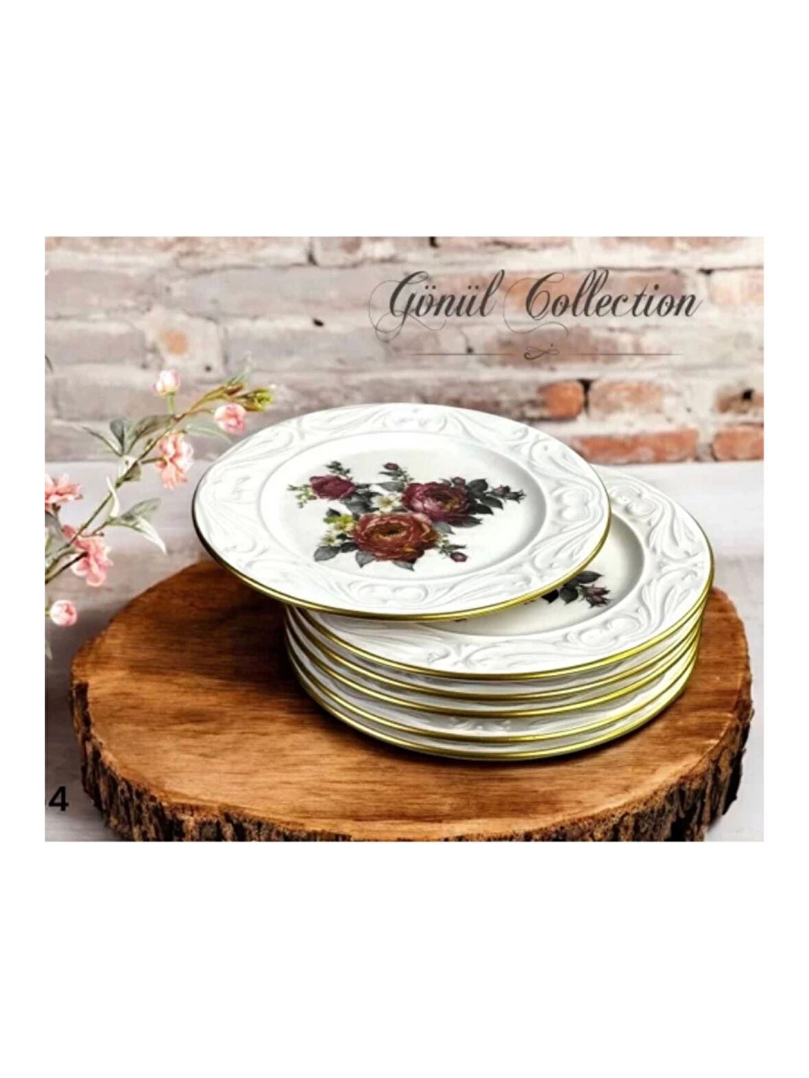 Gönül GNL4554 Amelie Seramik Pasta Tabağı 6 Lı