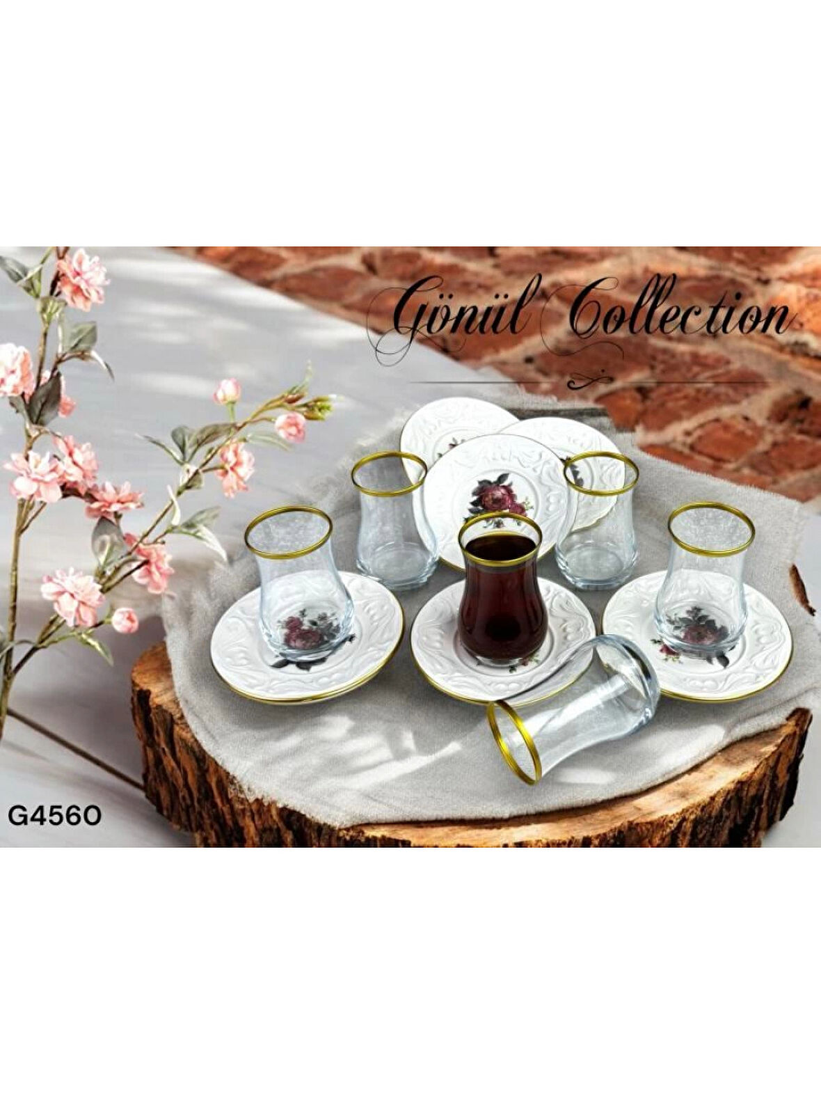 Gönül GNL 4559 Amelie Seramik Desenli Çay Seti
