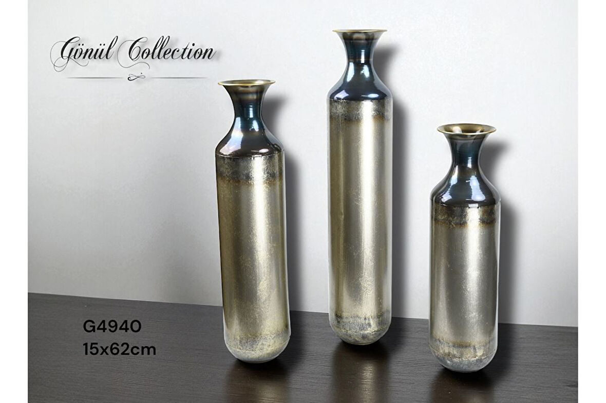 Gönül Vazo Metal 14,5X62 Cm Kahverengi  G4940