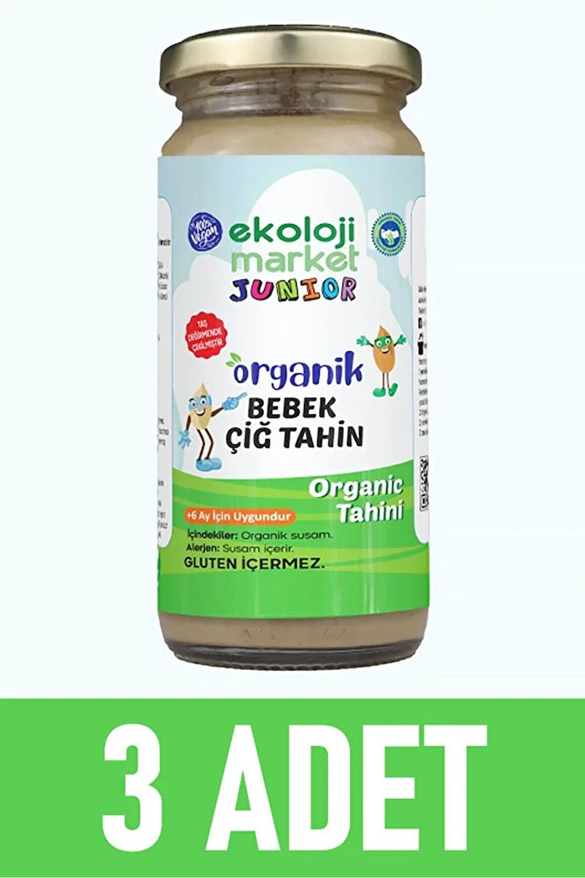 Organik Çiğ Tahin Glutensiz Taş Değirmen 230 gr (3 Adet)