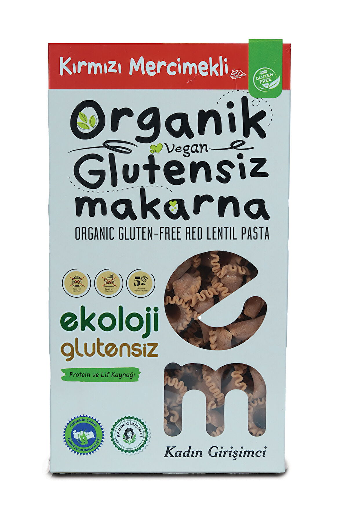 Organik Glutensiz Makarna Kırmızı Mercimekli Külah  200 Gr