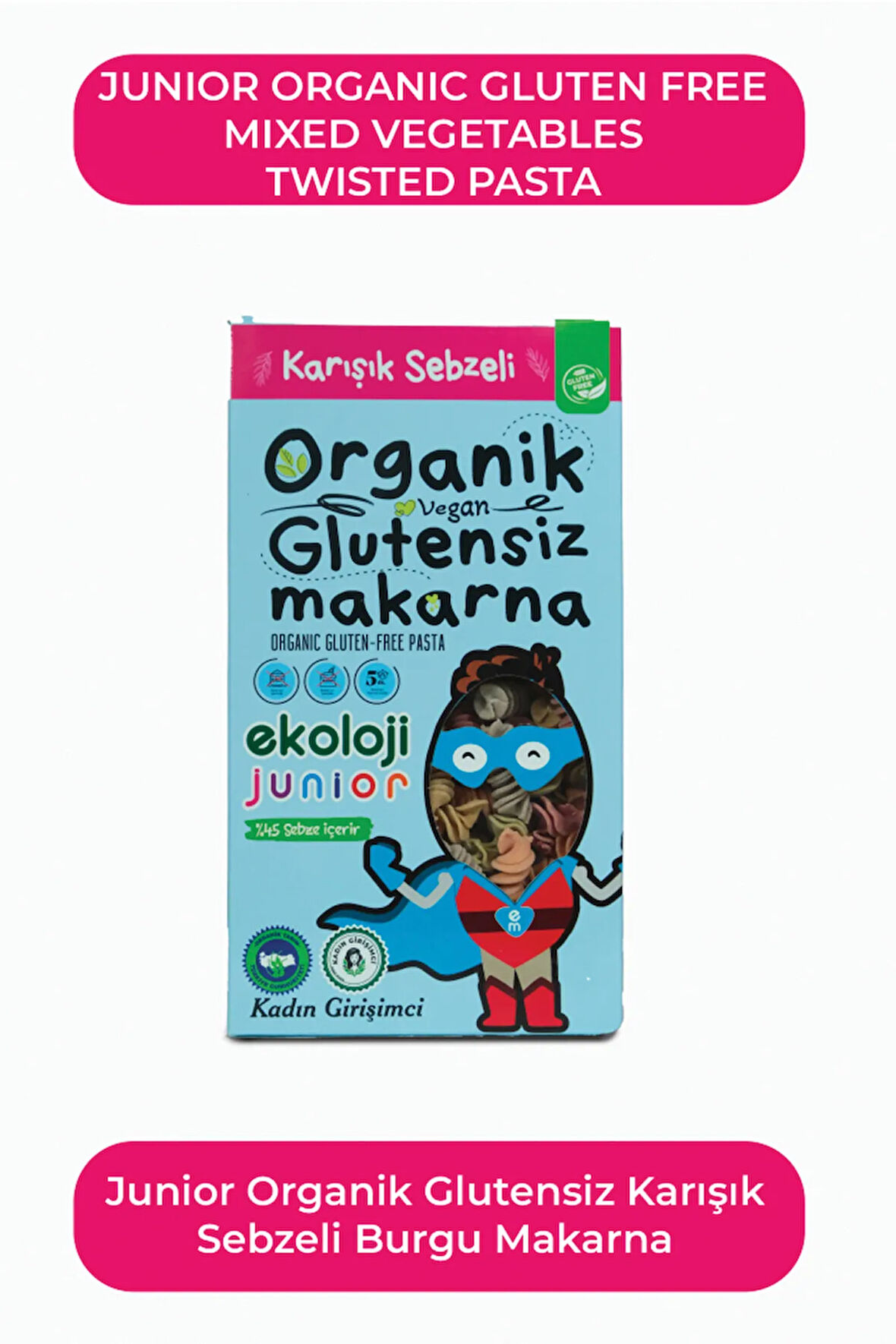 Organik Glutensiz Makarna Sebzeli Burgu  200 Gr