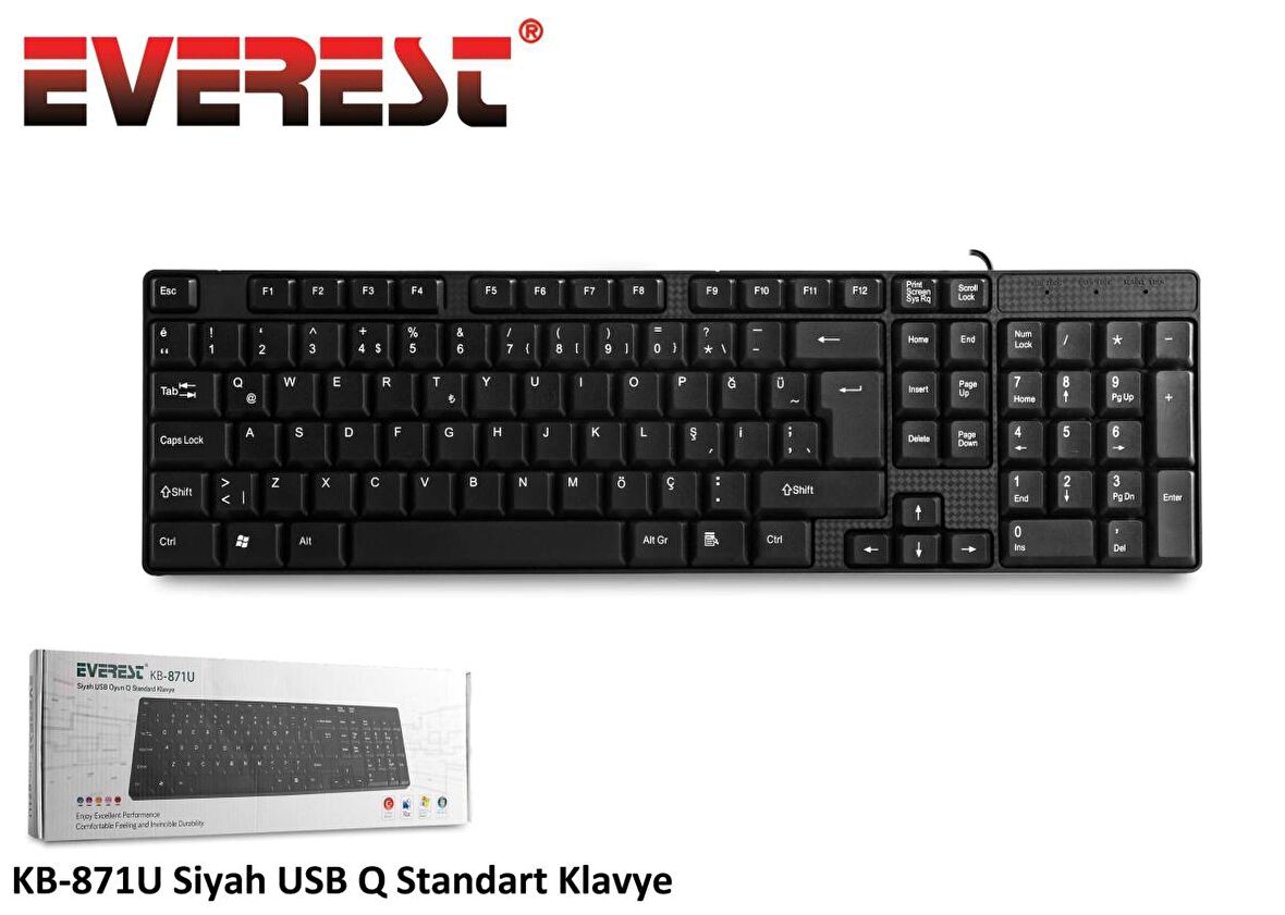 EVEREST KB-871U Q Türkçe USB Standart Siyah Klavye