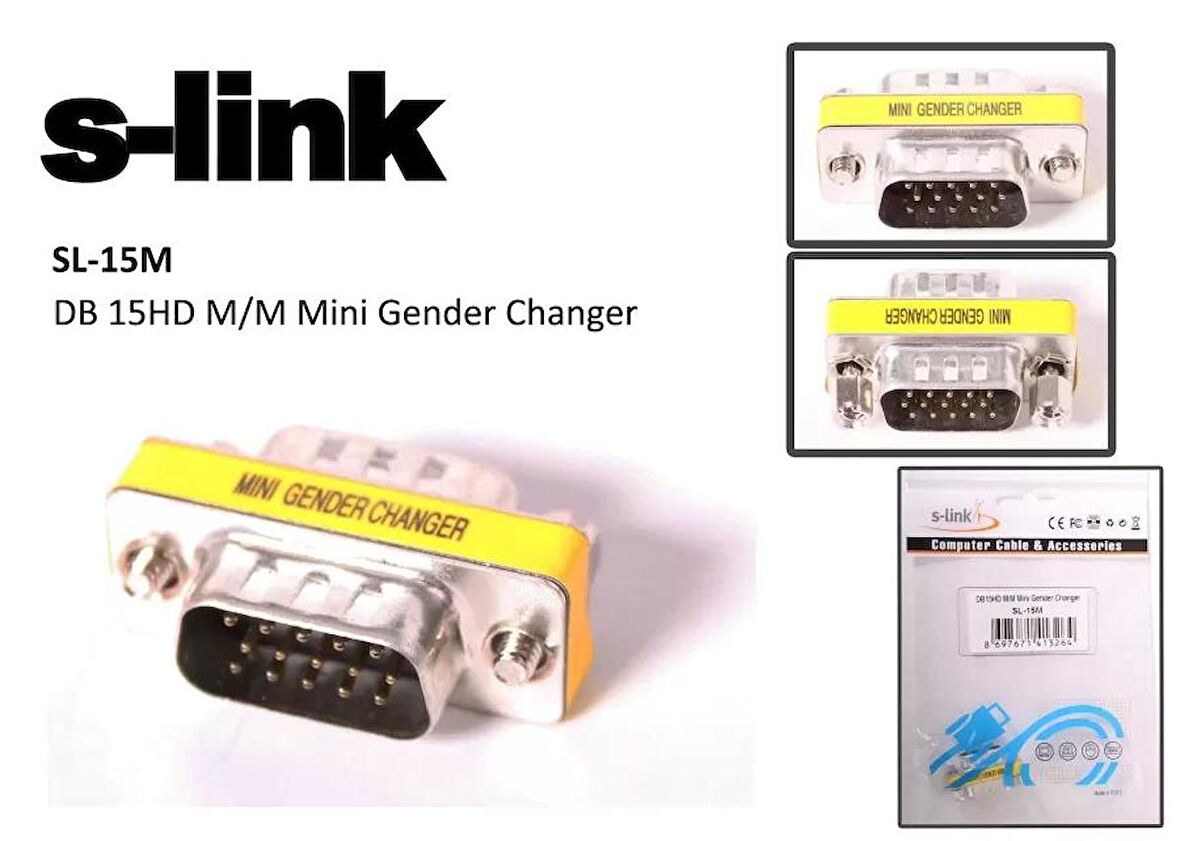 S Link Sl 15M Vga Erkek Erkek 15Pin Dönüştürücü / S Link