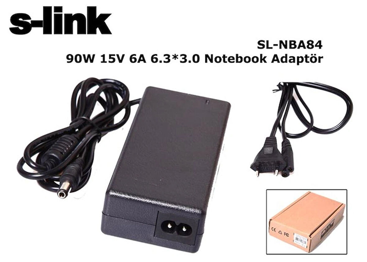 ÖZKA GSM S-link SL-NBA84 90W 15V 6A 6.3*3.0 Toshiba Notebook Standart Adaptör
