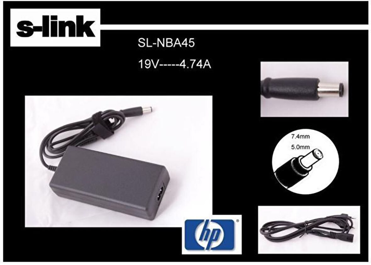 S-Link SL-NBA45 ( HP ) 19V4.74A 7.4*5.0 Notebook Adaptör