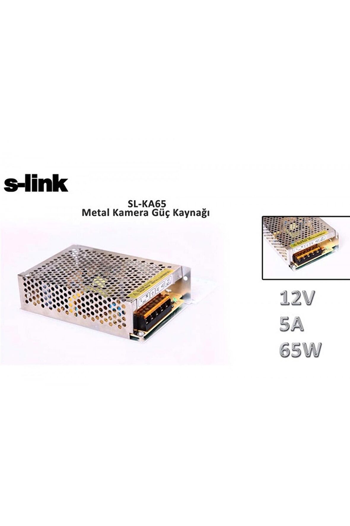 S-link SL-KA65 12V 5A 65W Metal Kamera Güç Kaynağı