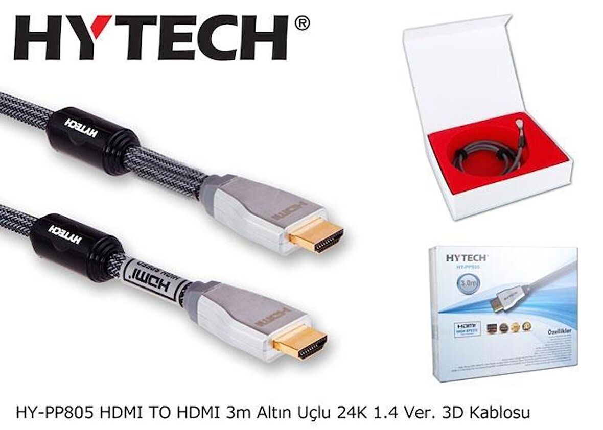 Hytech HY-PP805 3mt Hdmi-m-hdmi-m 1.4 Versiyon 24k 3d Gold Kablo