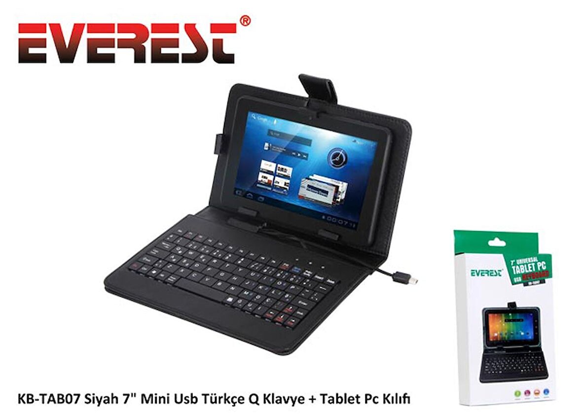 Everest Kb-tab07 Siyah 7" Mini+micro Usb Tr. Q Klavye + Kılıf