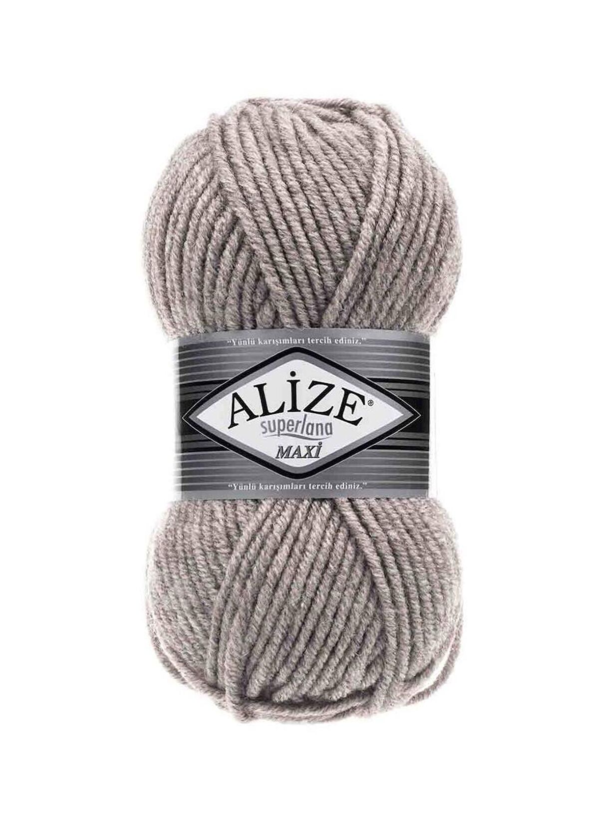 Alize Superlana Maxi El Örgü İpi Açık Kahve Melanj 207