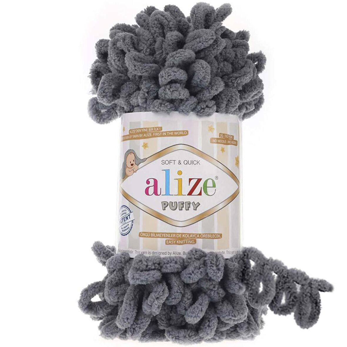 Alize Puffy El Örgü İpi 87 Koyu Gri