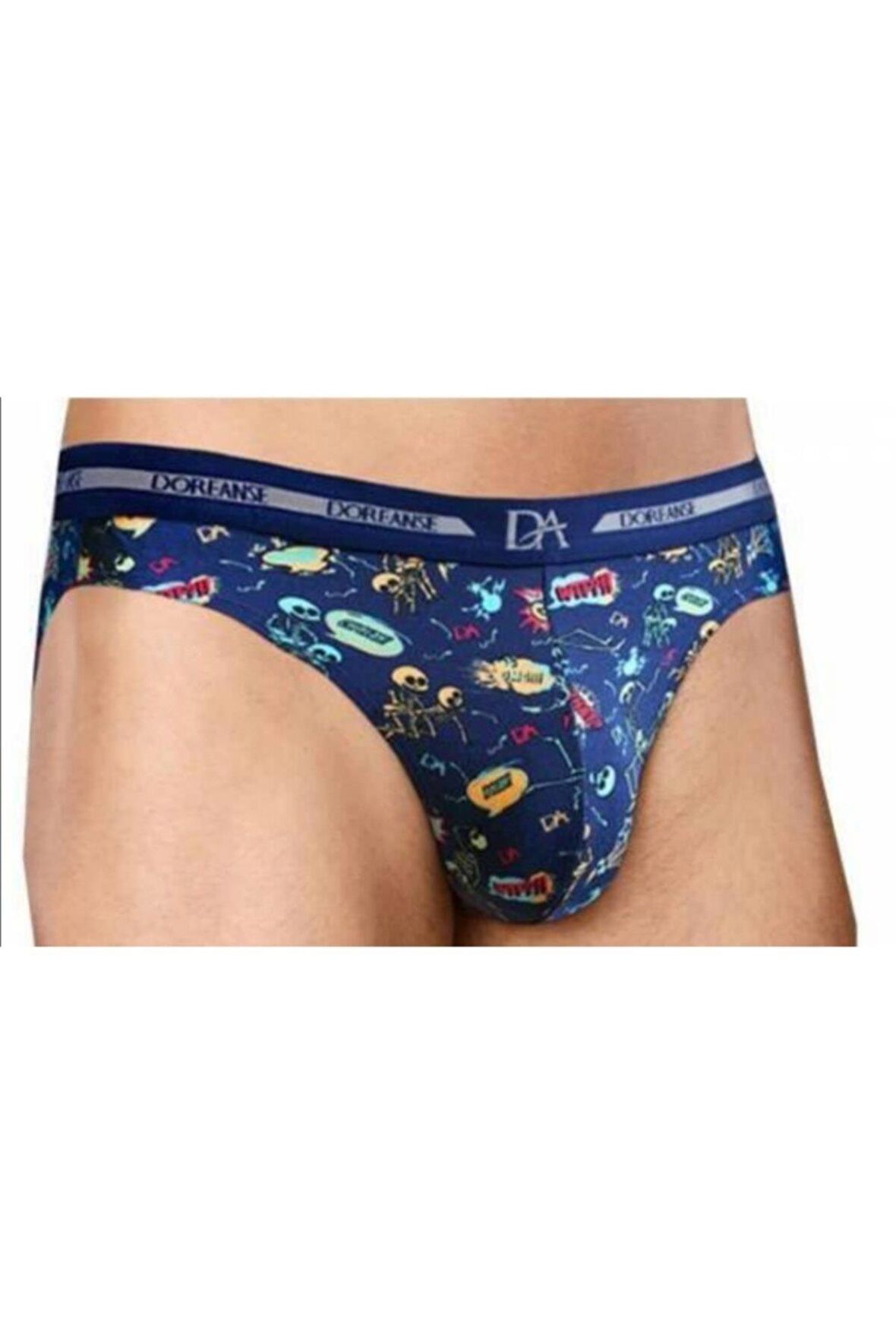 1279 Erkek Modal Iskelet Desen Baskılı Slip