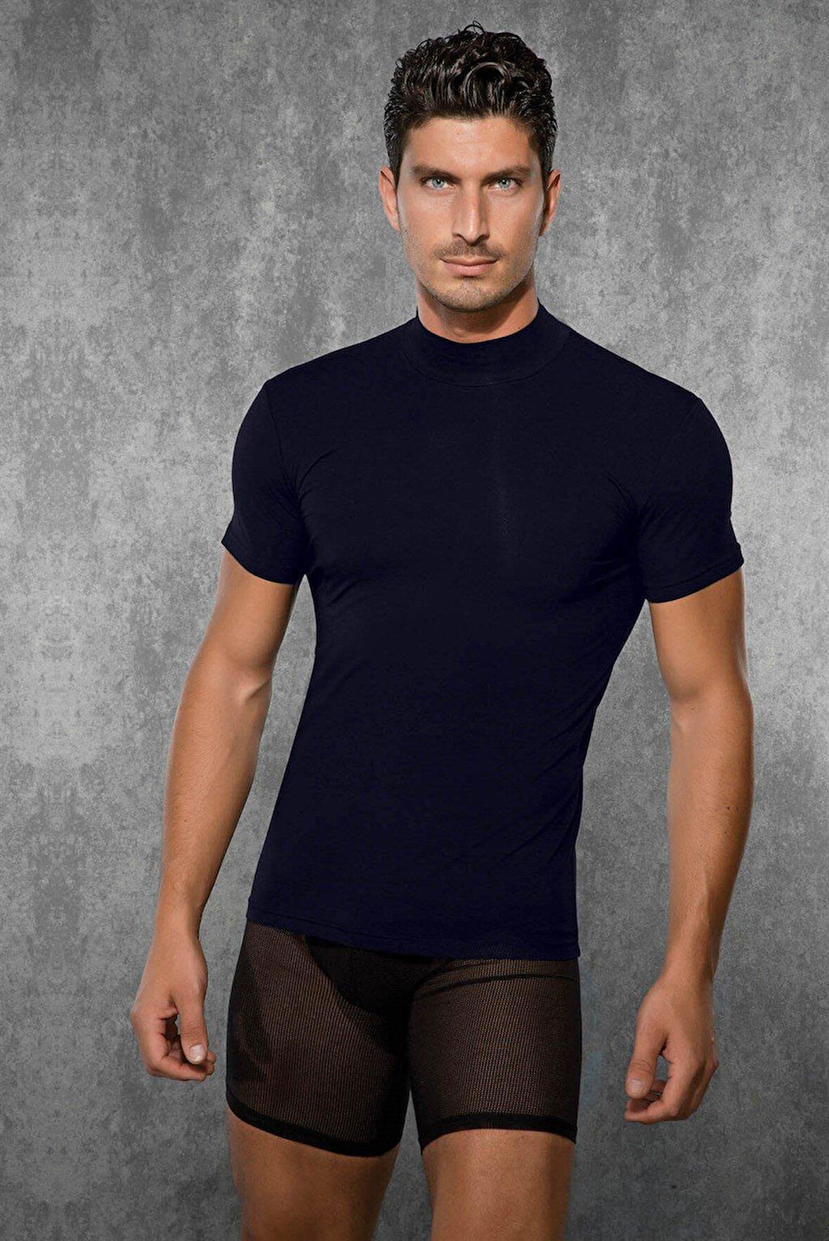 Doreanse Erkek Modal Boğazlı Yaka Kısa Kol T Shirt 2730 Lacivert