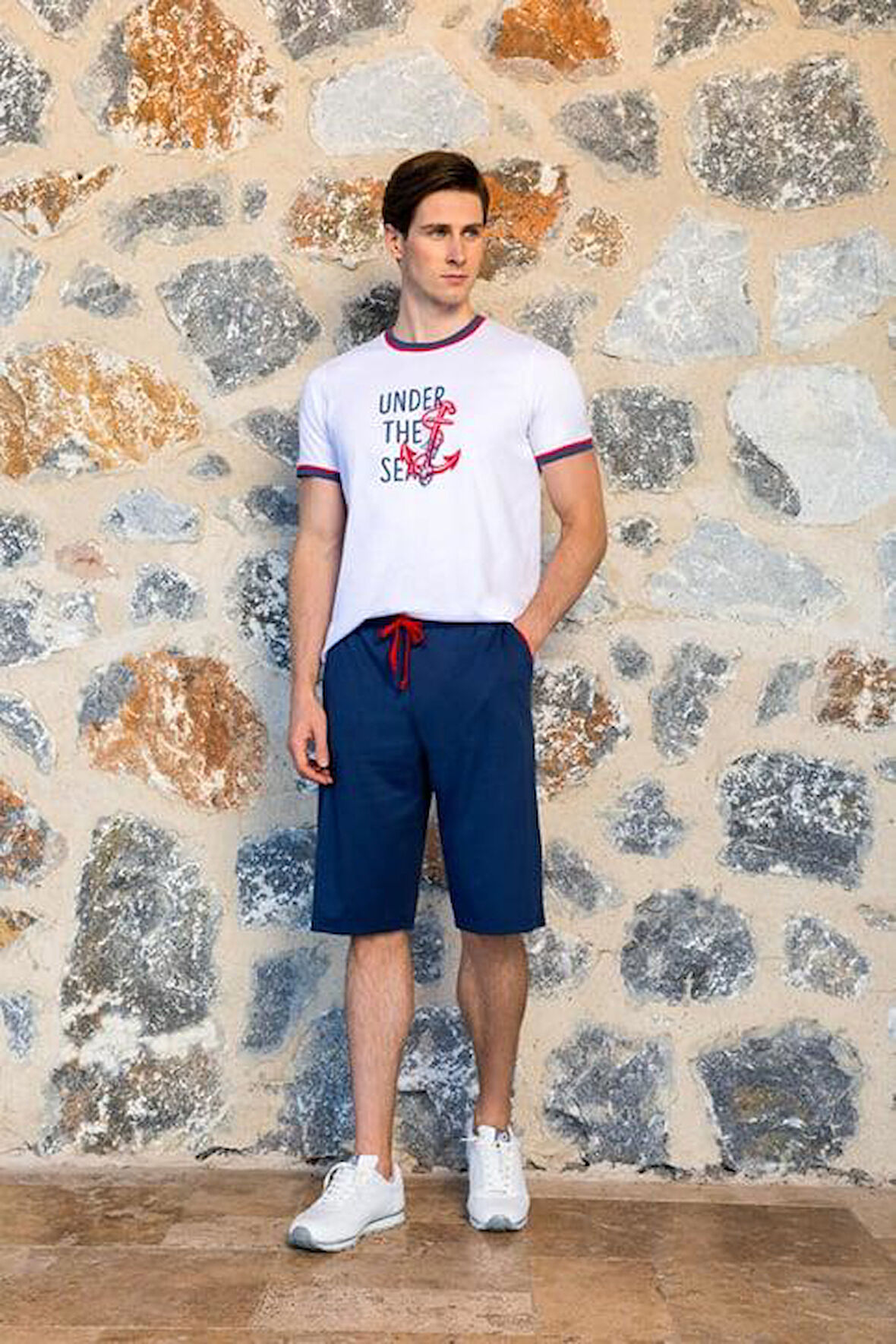 DOREANSE 4504 MODAL KISA KOLLU ERKEK ŞORT TAKIM Beyaz