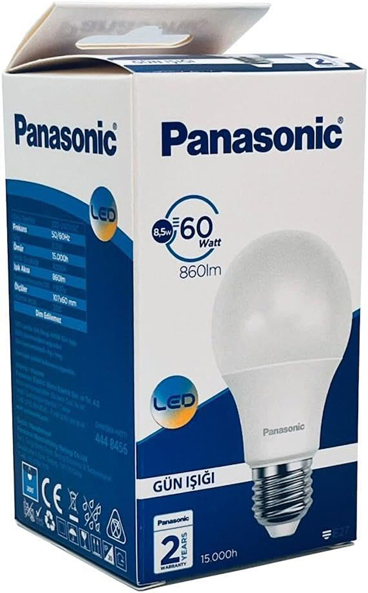 8,5W (60W) Led Ampul 4000K - Gün Işığı E27 Led Lambası