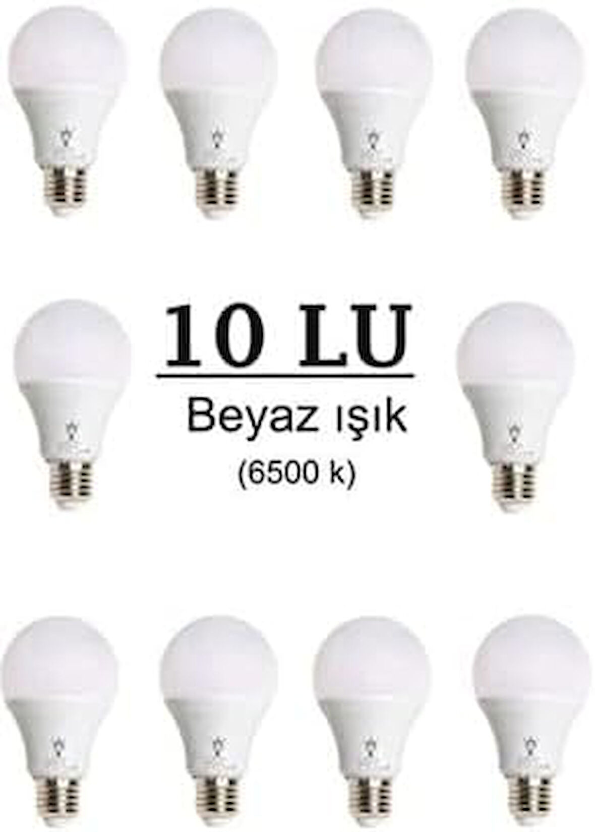 Led Ampul 9 Watt 10'lu Paket Beyaz Işık 6500 K E27 Standart Duy