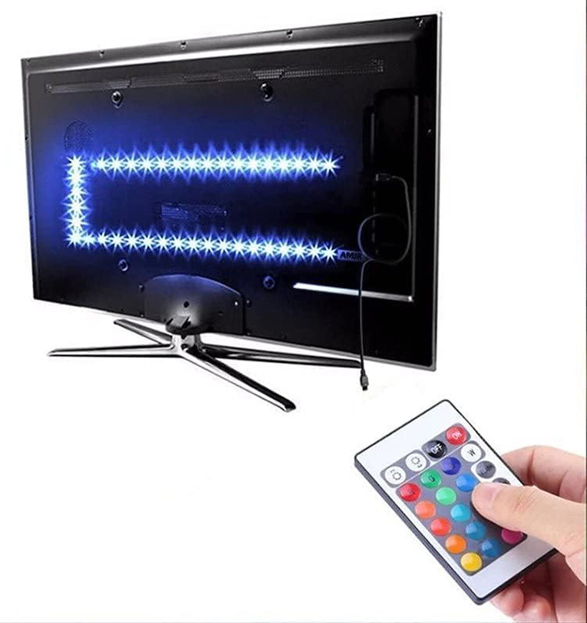 Dükkan Tv Monitör Arkası Kumandalı RGB Şerit Led İç Mekan Led Işıldak | Animasyonlu RGB Şerit Led (2 Metre)