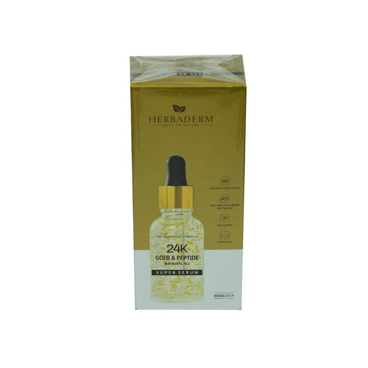 Herbaderm 24K Gold Yaşlanma Karşıtı Mineral 30 Yaş + Gece-Gündüz Yüz ve Boyun Serumu 30 ml 