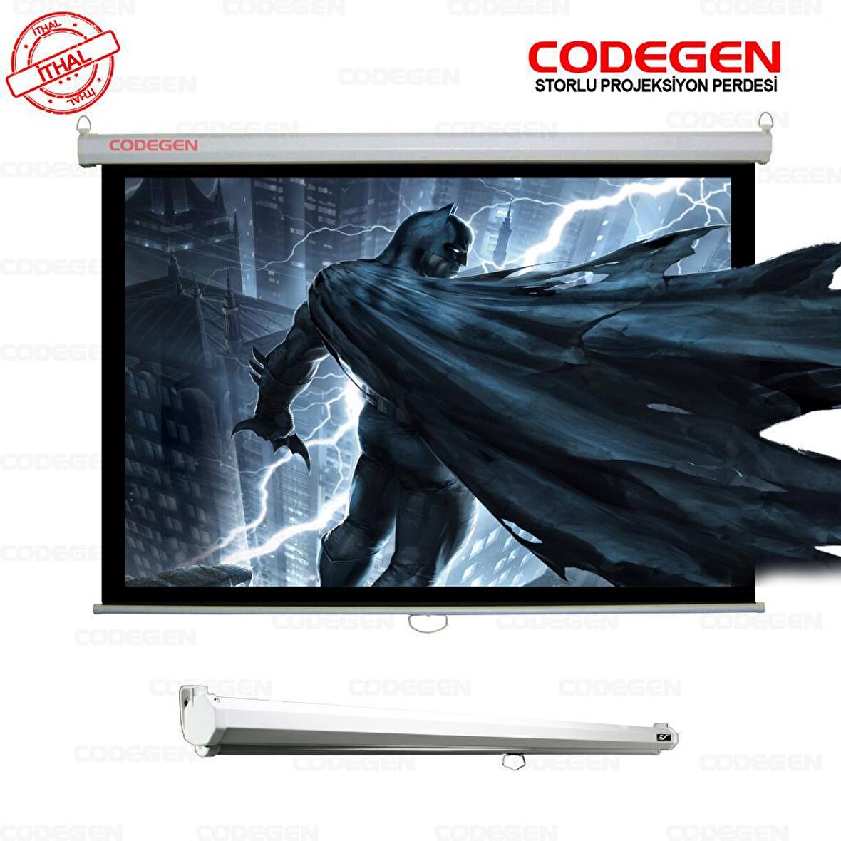 Codegen AX-20 200x200 cm Storlu Manuel Projeksiyon Perdesi (Arkası Siyah Fonlu)