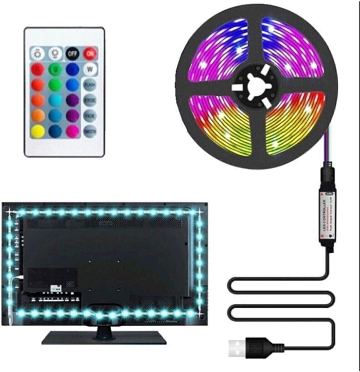 Arkası 3 Mt Usb Rgb Şerit Led Ct-4566 HSPLİNM-3609