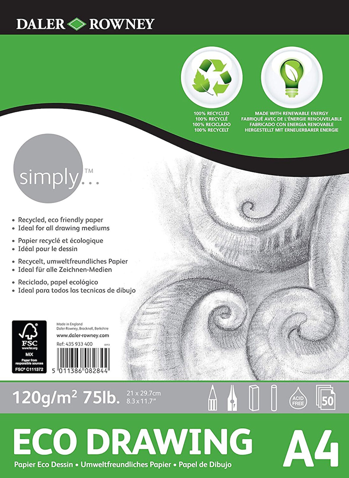 Rowney Eco Drawing Eskiz Blok - A4 - 120GR -