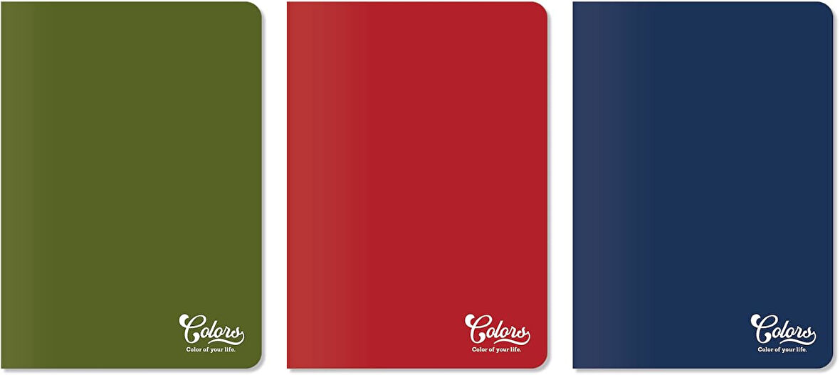 Colors Ofis Serisi, A5 60 Yaprak Çizgili Karton Kapaklı Defter 3'lü Paket, Kırmızı, Mavi, Yeşil