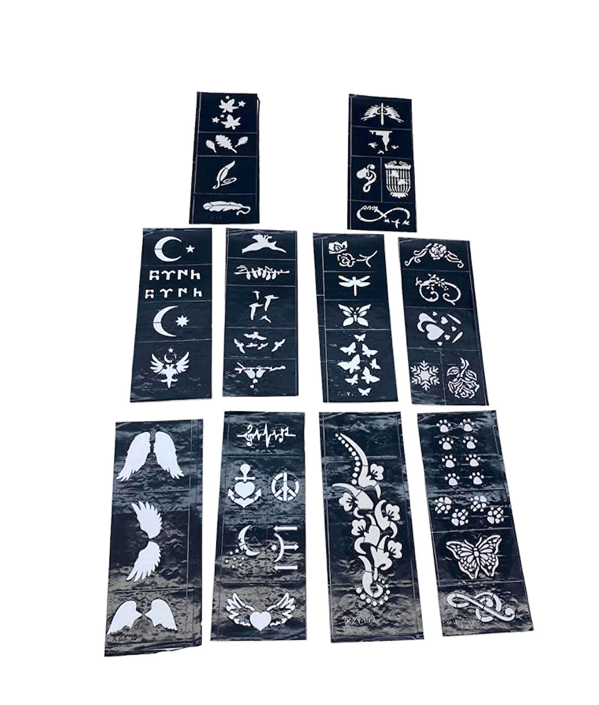 10 PARÇA ÇIKARTMA ŞABLONU KINA DESEN 8X20CM TÜP MİX DESEN Yeni