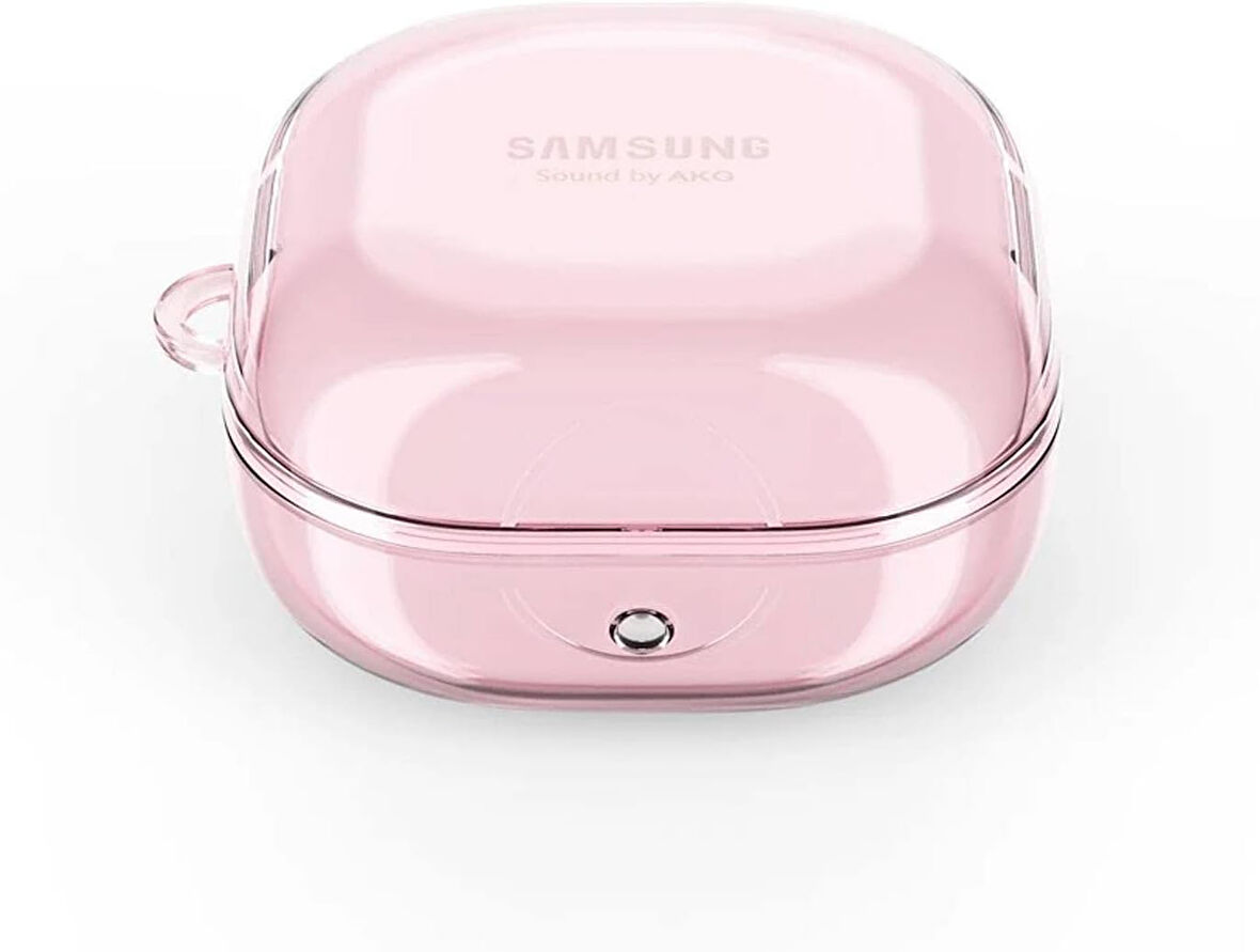 Samsung Galaxy Buds 2 Pro için Kılıf Askı Aparatlı Transparan Silikon Pembe [Buds 2 Pro ile Uyumlu Kılıf - Pembe]