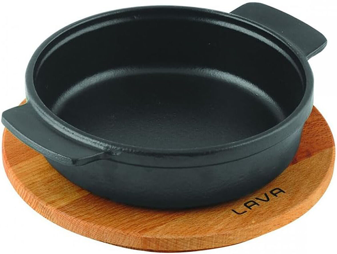 Pişirme Kabı, LV ECO GV 17 K4, Yuvarlak Güveç, Ahşap Altlık, Çap 17 cm, Dökme Demir, Siyah