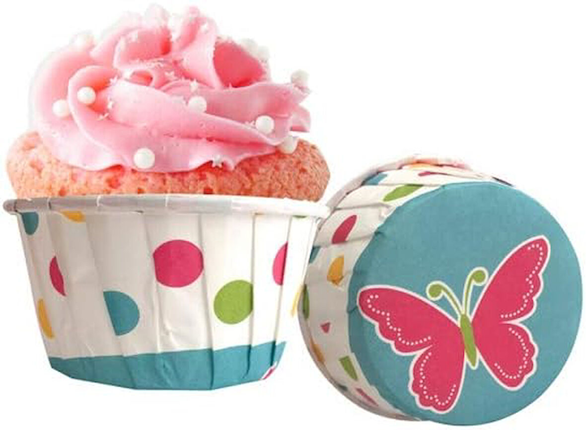 Kelebekli Muffin Kek Kapsülü 50li