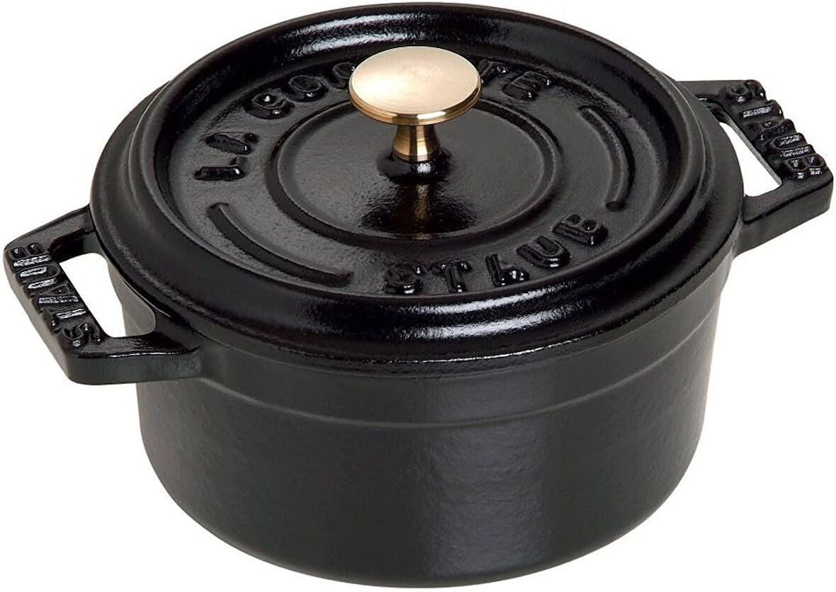 40500-101-0 Mini Güveç, yuvarlak kapaklı 10 cm, 0,25 L, indüksiyona uygun, mat siyah emaye kap içi, siyah
