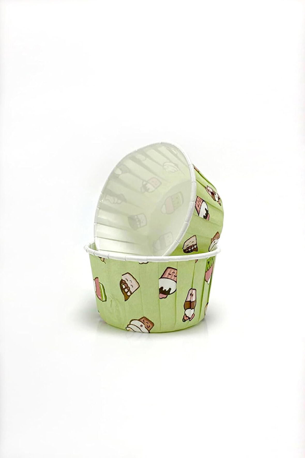 Hediye Sepeti 50'li Büyük Boy XL Mint Yeşili Dondurma Desenli Muffin Kek Kalıbı Cupcake Kapsülü Jumbo Kek Kapsülü, Airfryer Uyumlu