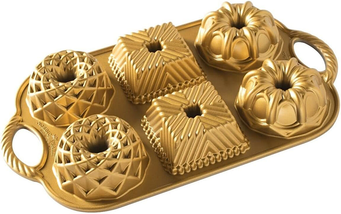 Ware Backform Geo Bundtlette Alüminyum Altın, 27,9 cm x 17,8 cm, NW 91277