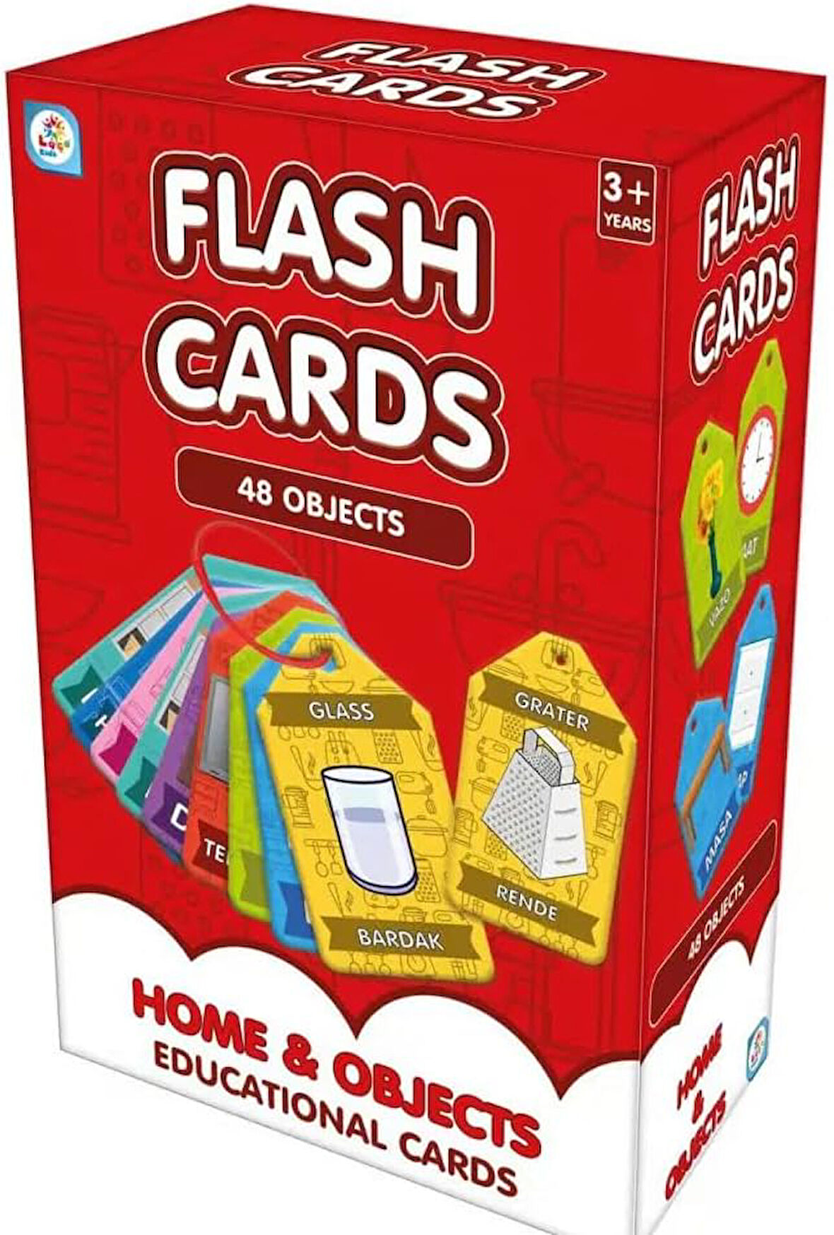 Cards Ev ve Nesneler, 48 Parça Türkçe-İngilizce Eğitim Kartları, 3+ Yaş