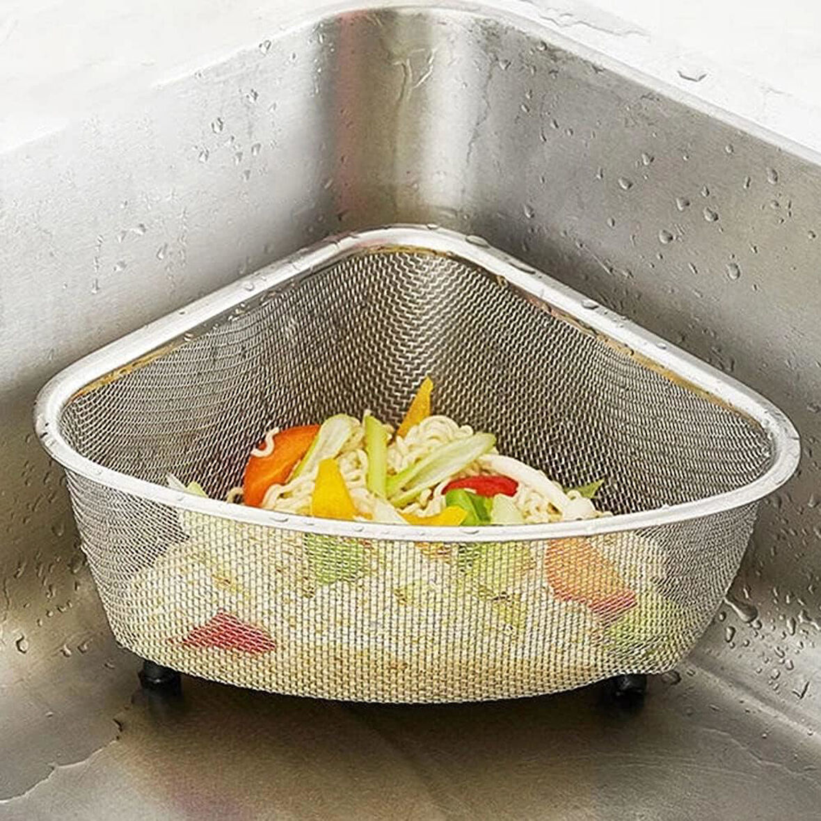 Paslanmaz Çelik Ayaklı Lavabo Çöp Süzgeci 18x13x10 Cm | Paslanmaz Çelik Ayaklı Lavabo Çöp Süzgeci - Hijyenik ve Pratik Çöp Süzme Çözümü!