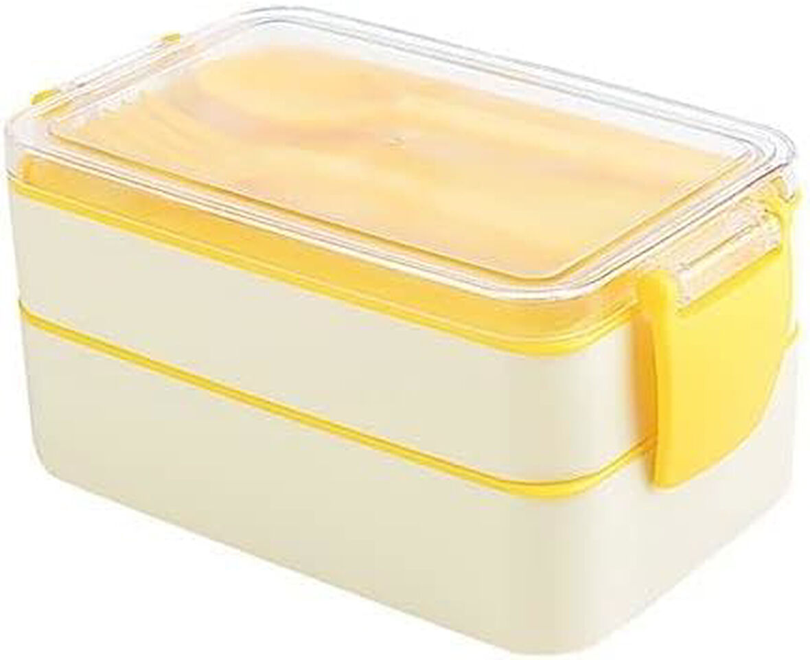 Plastik orjinal Fely Beslenme Kabı,Yetişkinler/Çocuklar için, Bölmeli, Yemek Kutusu, Paket Bölücü, Çatal Kaşık Takımı İçinde 4 Renk (Krem)