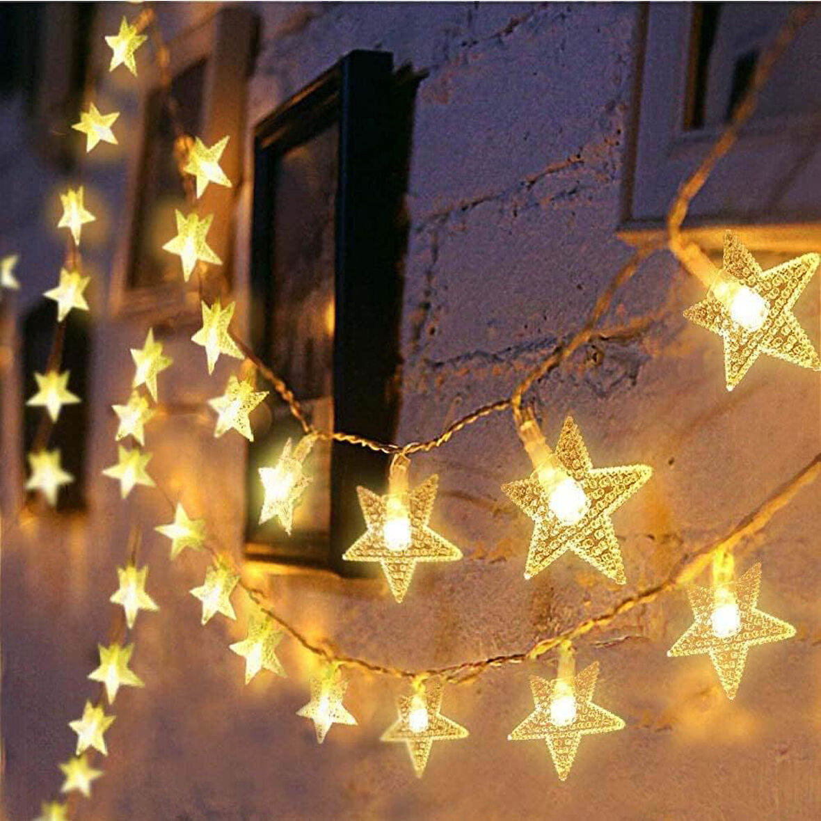 Gitti Dekoratif Yıldız Led Dizeleri 20'li 3 metre Pilli Led Aydınlatma