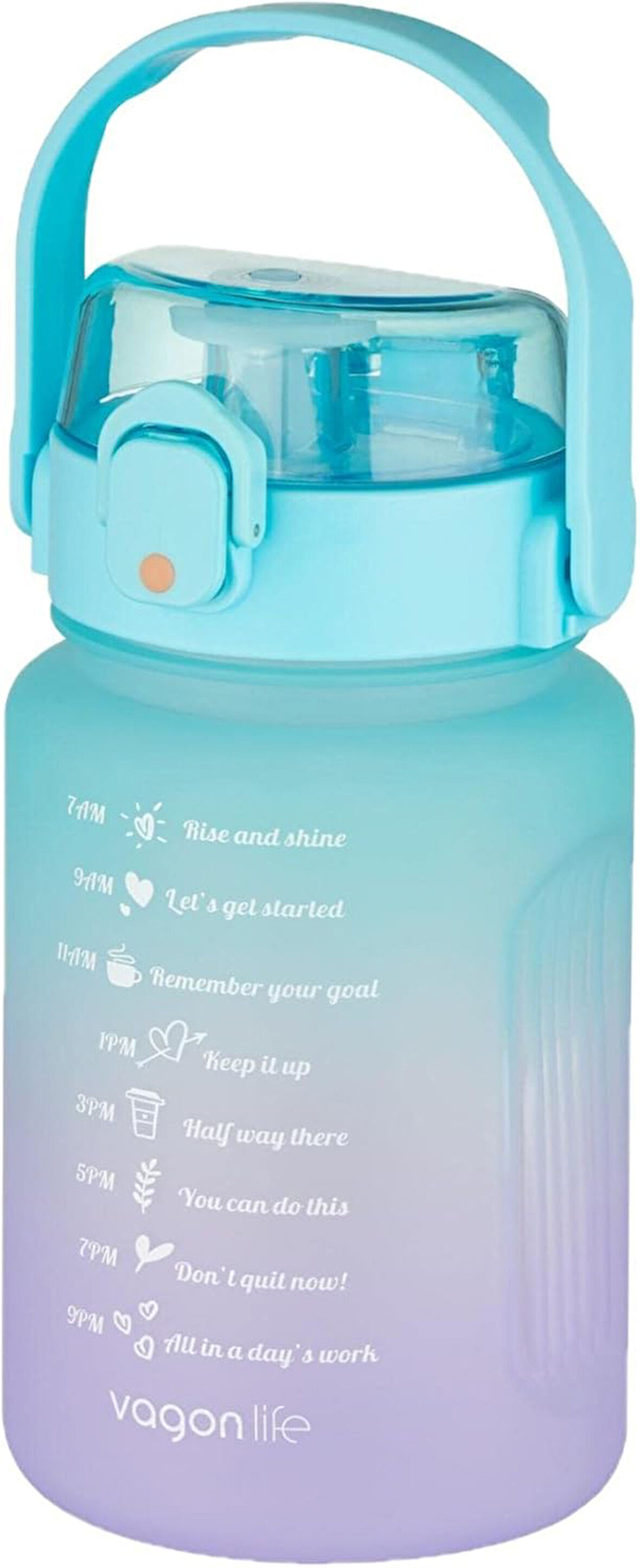 1000 ml Pipetli/Pipetsiz Kullanım Çift Renk SoftTouch Motivasyon Matarası Sticker Hediyeli