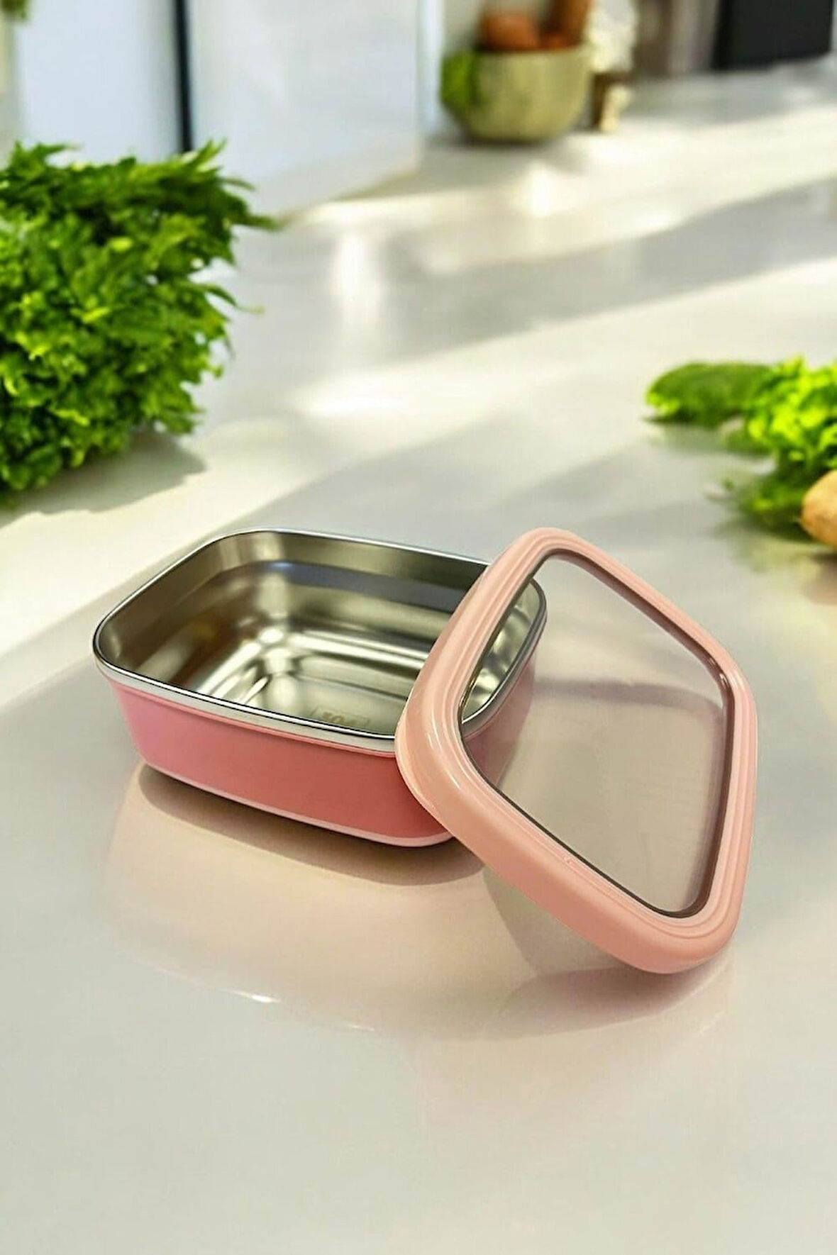 Ahmet Dikdörtgen Saklama Kabı 1,40 L Pembe Vp-930, Pembe