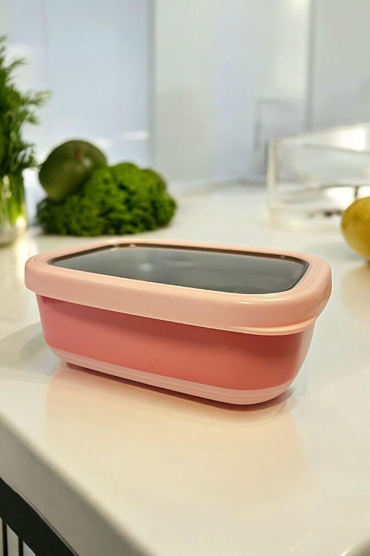 Ahmet Dikdörtgen Saklama Kabı 820 Ml Pembe Vp-929, Pembe
