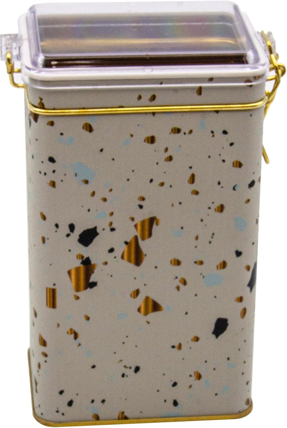 Terrazzo Cream Desenli Dikdörtgen Metal Saklama Kabı 8x10 Cm (Terrazzo Cream)