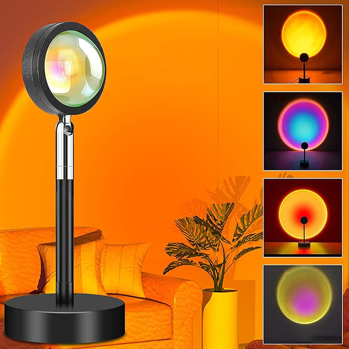 Gece Lambası Projektör Kumandalı Gün Batımı Sunset Lamp Yeni Çocuk Odası Lambası
