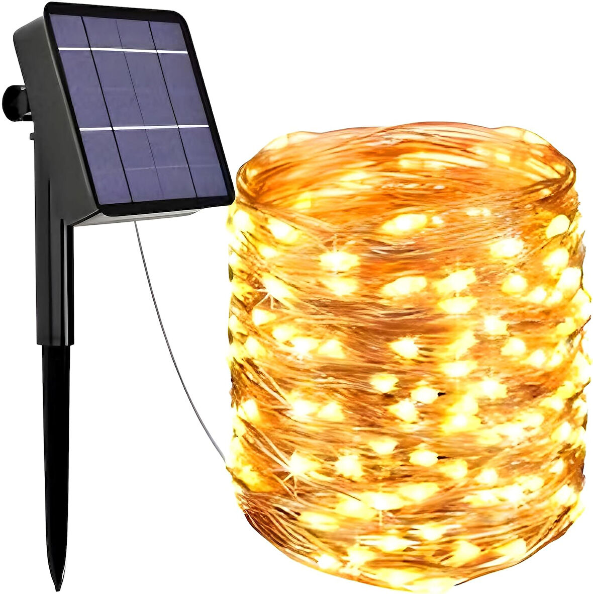 Güneş Enerjili Gün Işığı,100 Led, 12 Metre,8 Modlu, Peri Led Bahçe, Veranda, Avlu, Balkon, Havuz Kenarı, Düğün, Parti, Peyzaj Aydınlatma Su Geçirmez Lamba