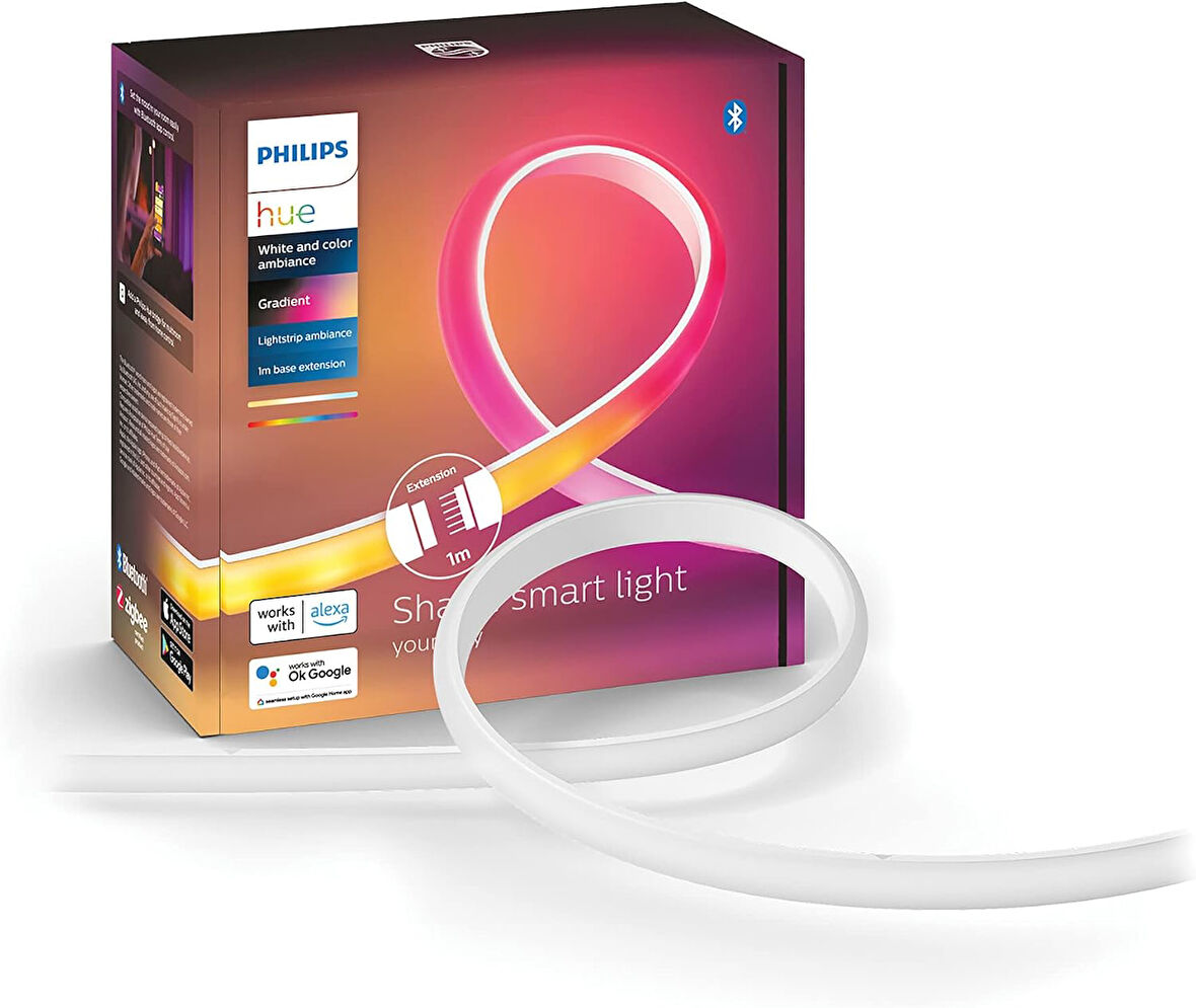 Hue Gradient Akıllı Renkli Led Şerit Aydınlatma, 1m, Genişletme Paketi, 16 milyon renk ve renk geçişi