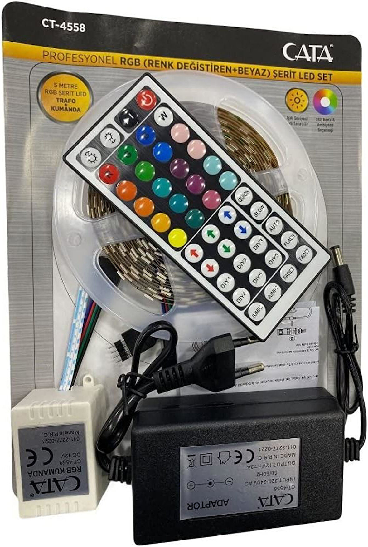 Ct-4558 Rgb Şerit Led Seti (5 Mt Rgb Led+Trafo+Rgb Kumanda)