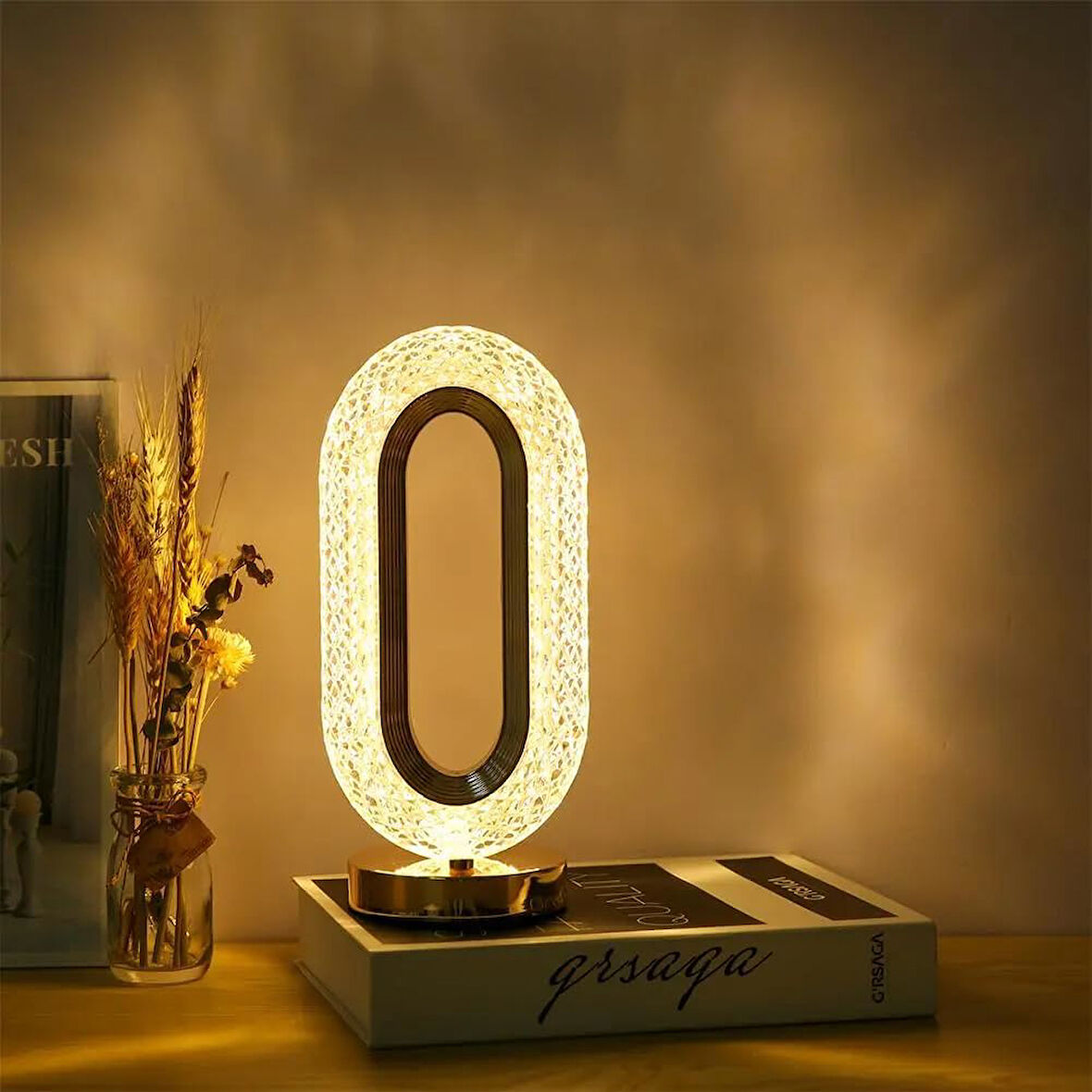 Akrilik Masa Lambası Krsital Elmas Dokunmatik Açma Kapama 2 Farklı Renk Tonu 3D Tasarım Farklı Atmoster Lambası Şarj Edilebilir Oturma Odası Salon Yatak Odası Lambası 12cm x 26cm TL030