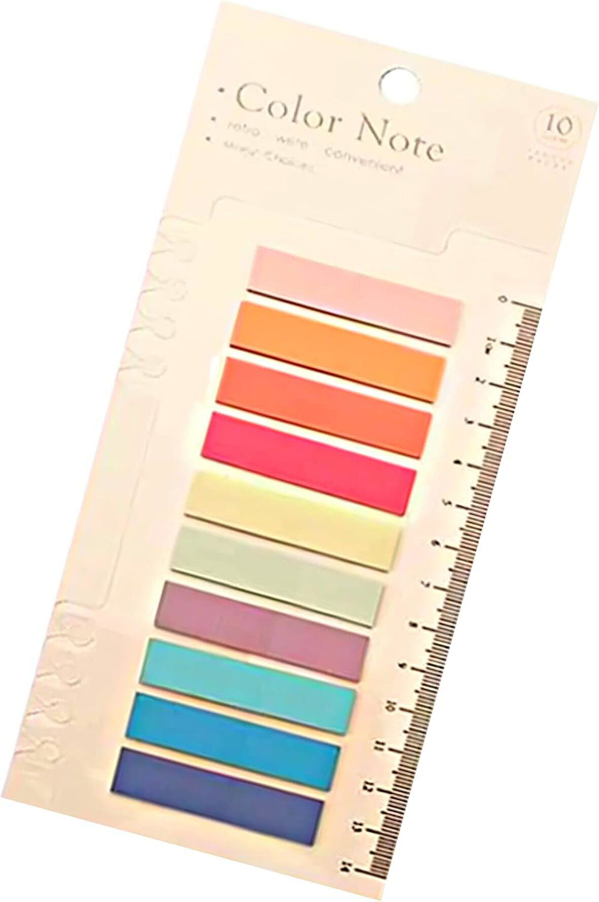 Post İt 10 Renkli 200 Yaprak Şeffaf Yapışkan Not Kağıtları Sticky Notes Etiket Not Defteri Kitap Ayracı Gökkuşağı Serisi (Renkli Yaz)