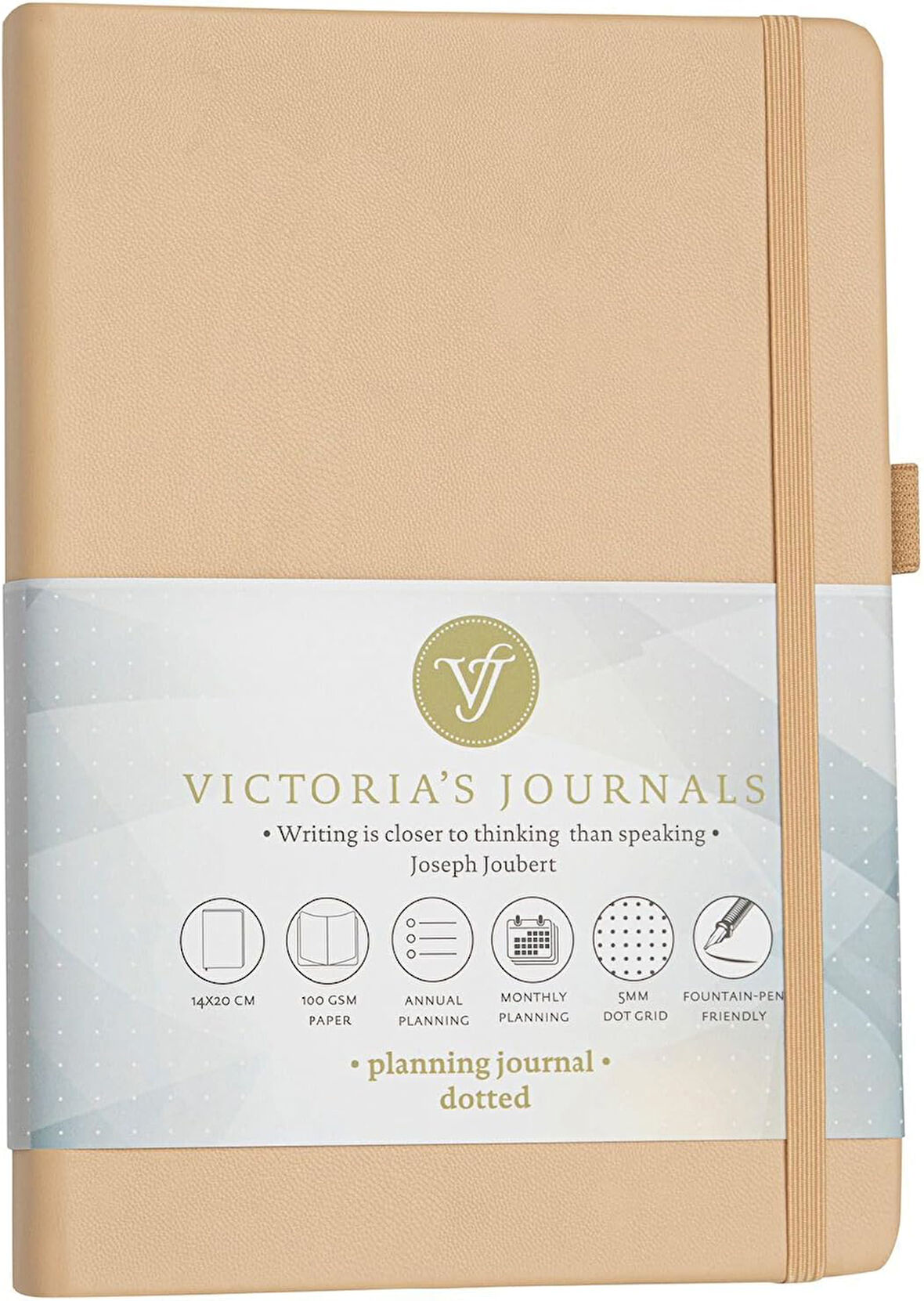 Sert Kapaklı Lastikli Tarihsiz Kalın Yapraklı Noktalı Defter 14x20 Cm