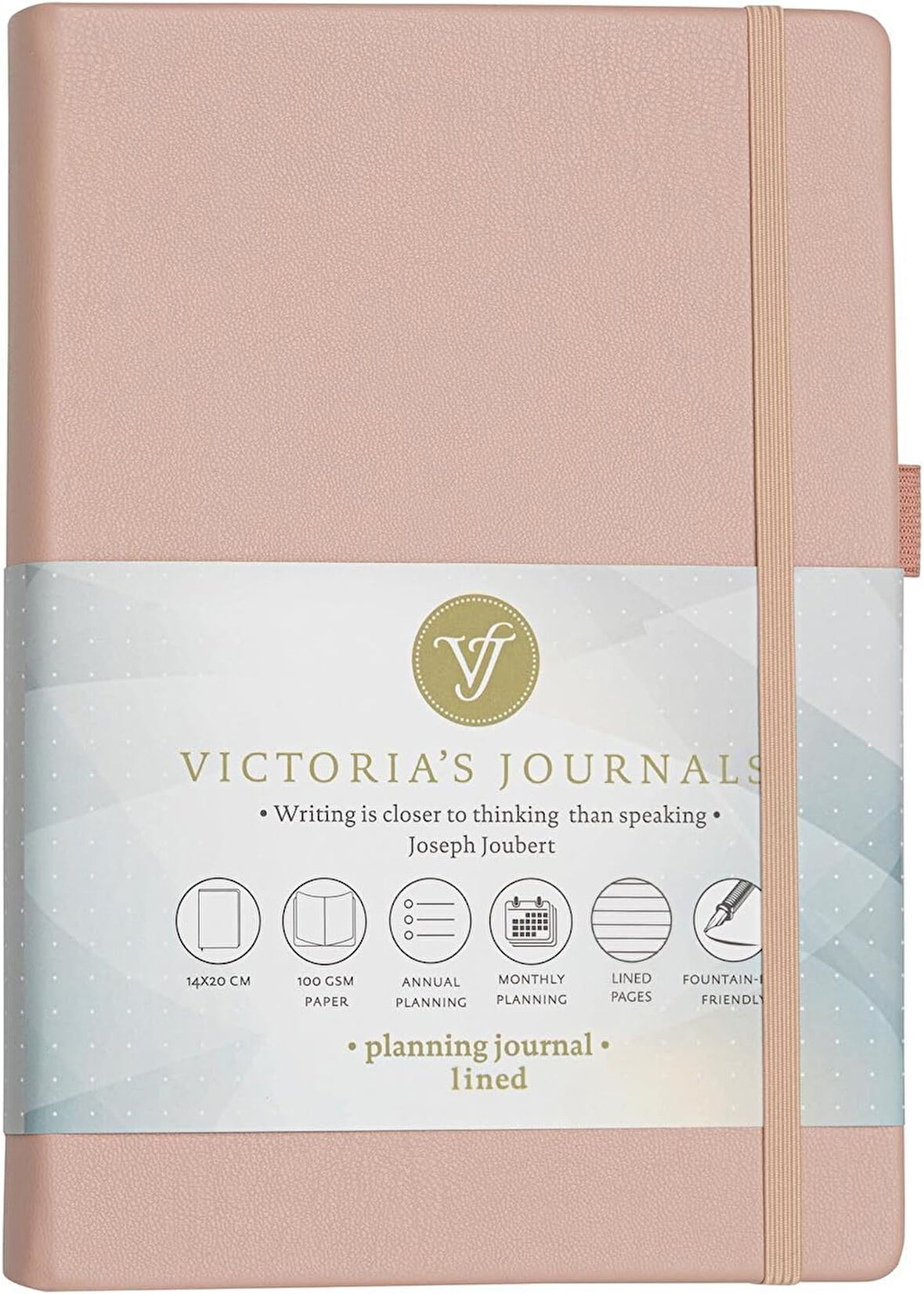 Sert Kapak Planlayıcı Çizgili Defter, 14x20 cm-Pembe