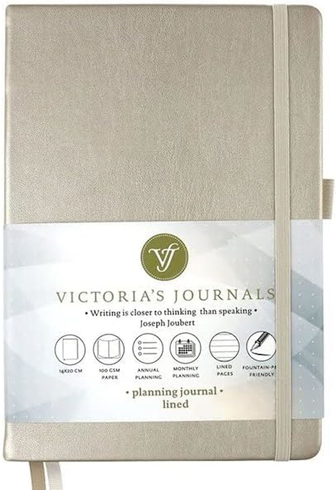 Venzi Sert kapak Planlayıcı Defter, 14x20 cm 100 gr. Krem 96 yp.Gümüş. Çiz.
